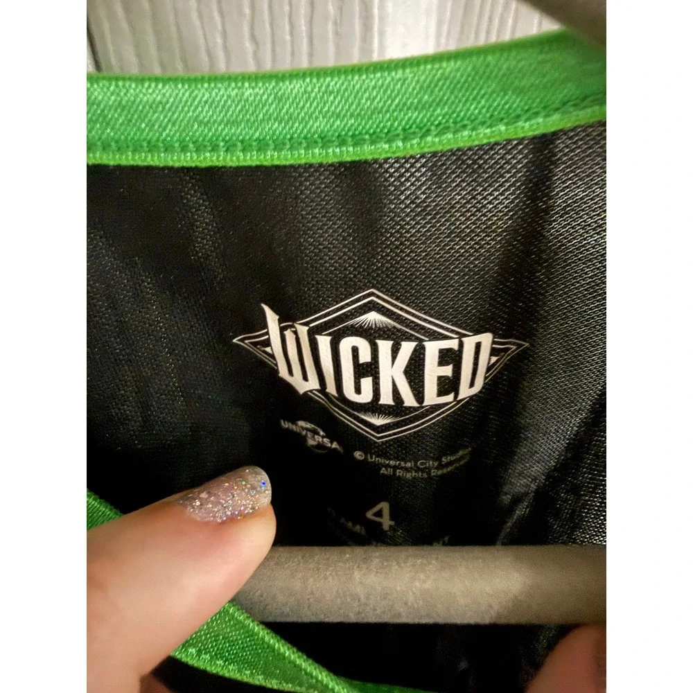 Wicked Movie Elphaba Girls Dress Size 4 Black Green Witch Costum Tulle Star Moon